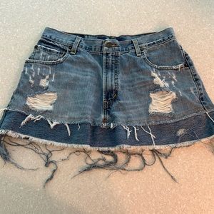 Furst of a Kind denim distressed mini skirt